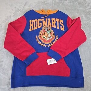 Harry‎ Potter Hogwarts Sweatshirt Mens Small Burgundy Blue Hoodie Casual Movie